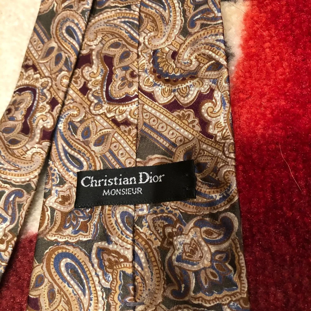 Christian Dior Monsieur Silk Tie Vintage Paisley Gold Red